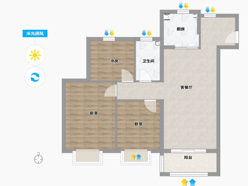 江苏省-南京市-东城金茂悦Ⅱ期-83.00-户型库-采光通风