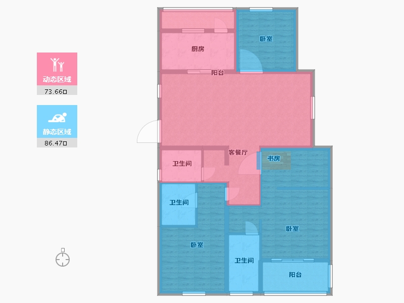 浙江省-杭州市-康恒悦麒美寓-144.55-户型库-动静分区