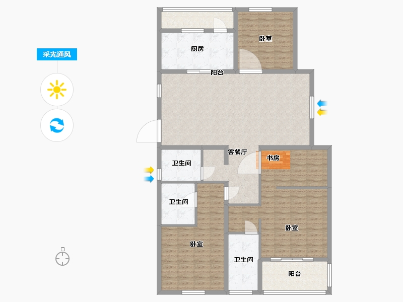 浙江省-杭州市-康恒悦麒美寓-144.55-户型库-采光通风