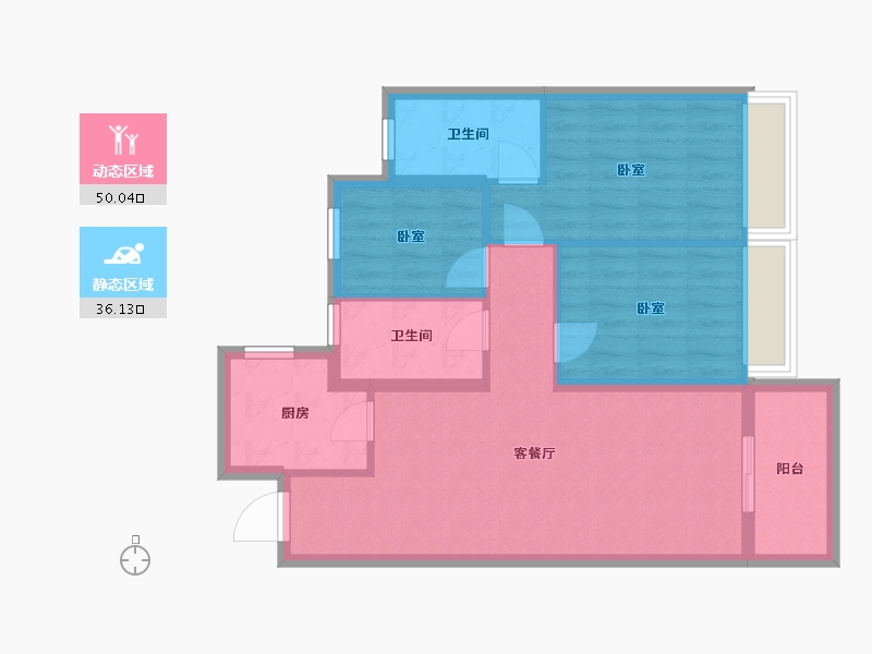 云南省-昆明市-中建金科向山的岛-76.94-户型库-动静分区