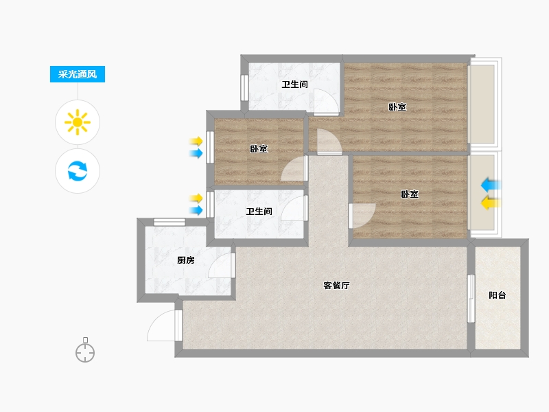 云南省-昆明市-中建金科向山的岛-76.94-户型库-采光通风