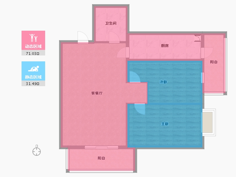 黑龙江省-哈尔滨市-永泰城住宅-92.00-户型库-动静分区