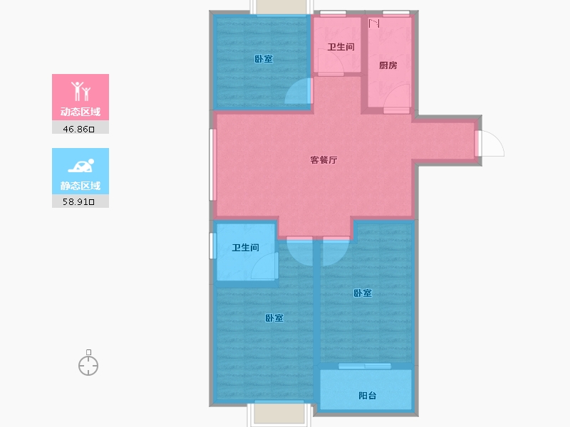 江苏省-无锡市-鸿景中央府-94.00-户型库-动静分区