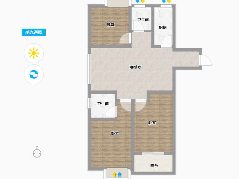 江苏省-无锡市-鸿景中央府-94.00-户型库-采光通风