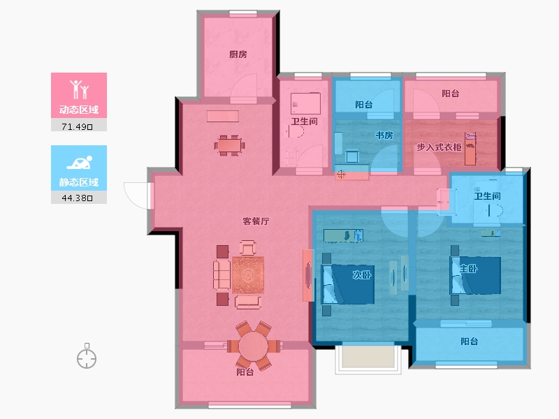 江苏省-南京市-新保弘领东苑-102.08-户型库-动静分区