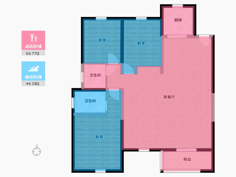 陕西省-西安市-沣水云岭-102.93-户型库-动静分区