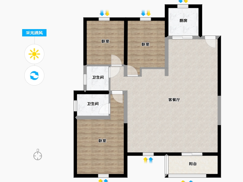 陕西省-西安市-沣水云岭-102.93-户型库-采光通风