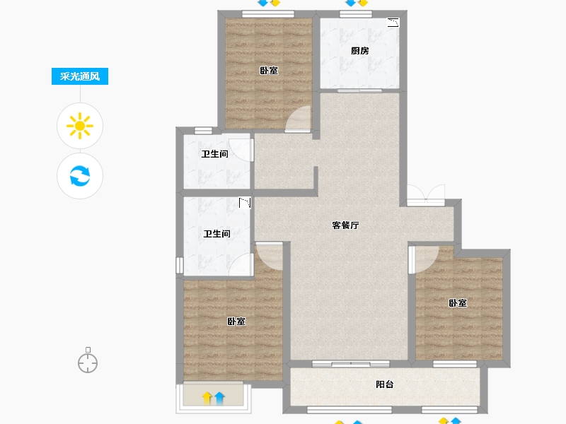 山西省-太原市-保利壹号公馆四期-101.18-户型库-采光通风