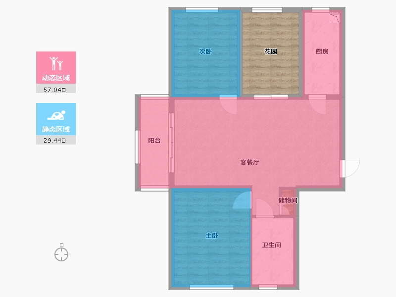 黑龙江省-哈尔滨市-永泰城住宅-88.00-户型库-动静分区