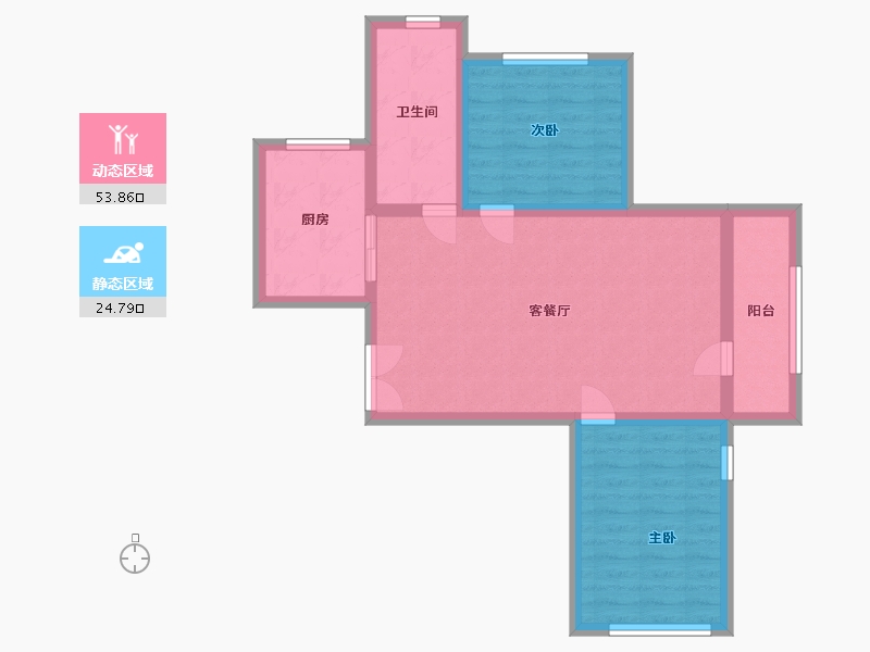 黑龙江省-哈尔滨市-伸马托斯卡纳-70.00-户型库-动静分区