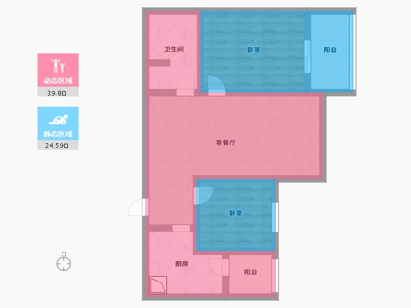 陕西省-咸阳市-启迪国际城·逸居-55.18-户型库-动静分区