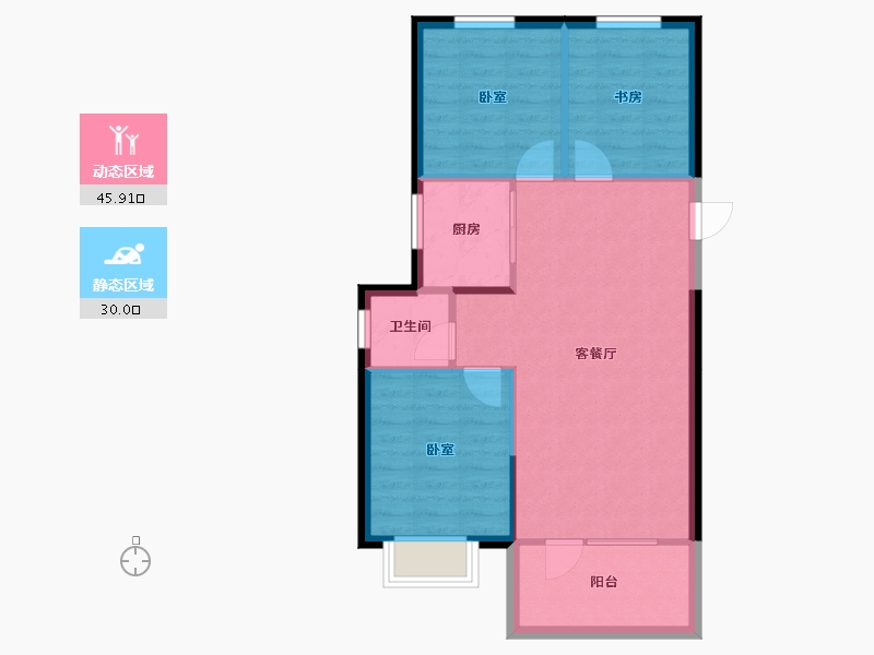 河北省-唐山市-荣盛锦绣观邸-69.21-户型库-动静分区