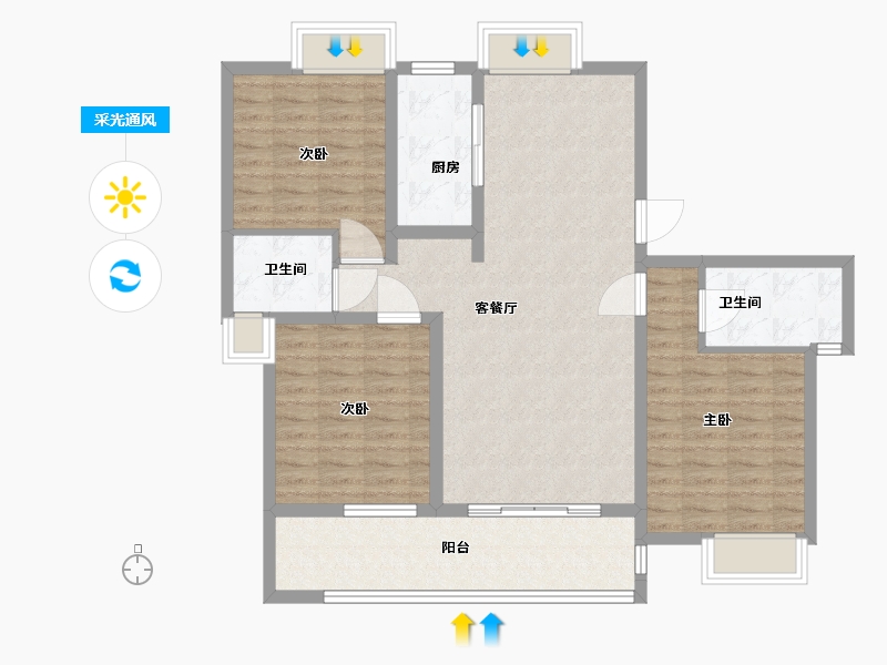 江苏省-无锡市-锦熙府-101.99-户型库-采光通风