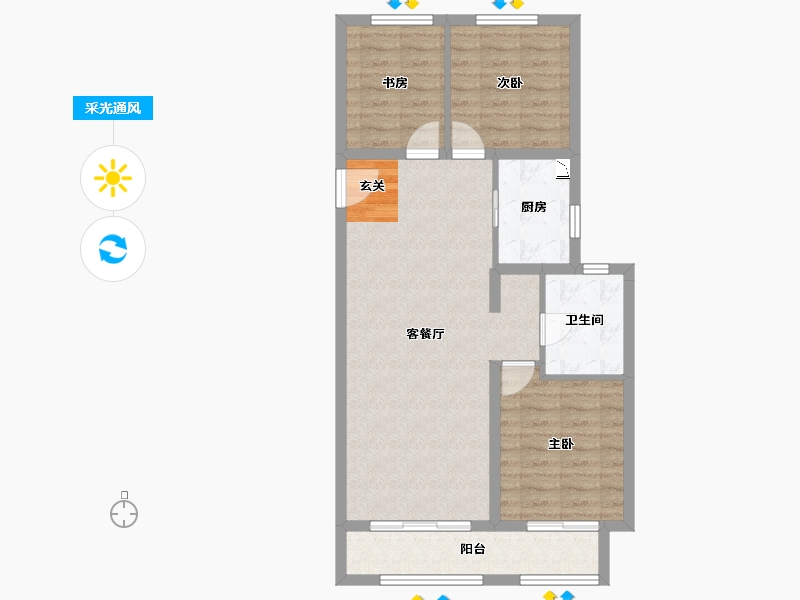 山西省-太原市-当代上品府MOMA-75.24-户型库-采光通风