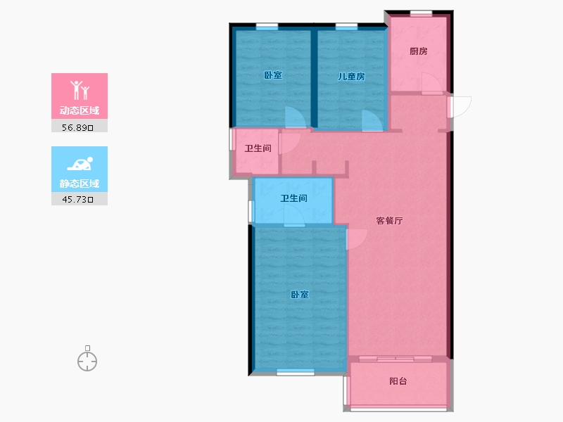 陕西省-西安市-沣水云岭-93.06-户型库-动静分区