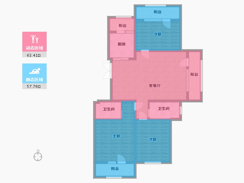 黑龙江省-哈尔滨市-伸马托斯卡纳-107.20-户型库-动静分区