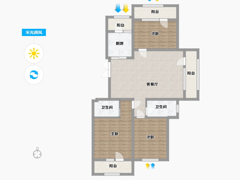 黑龙江省-哈尔滨市-伸马托斯卡纳-107.20-户型库-采光通风