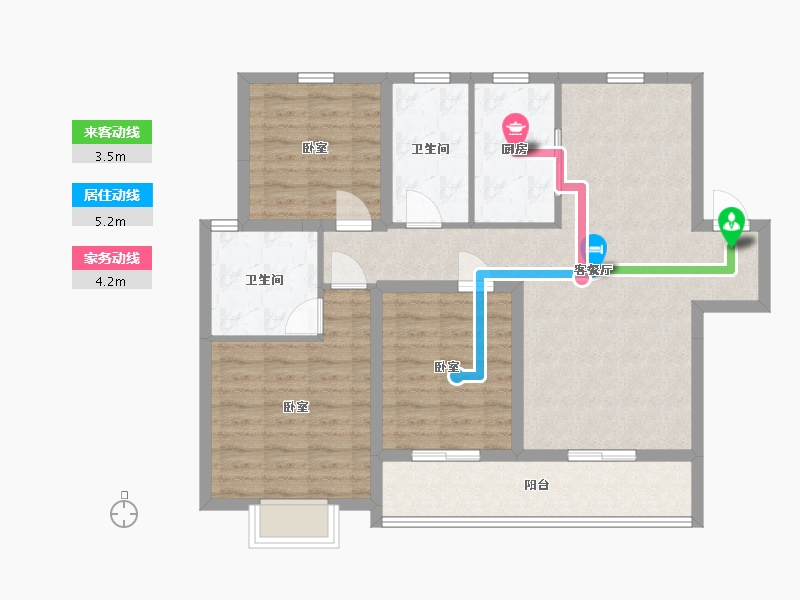 陕西省-西安市-绿地新里城-93.76-户型库-动静线