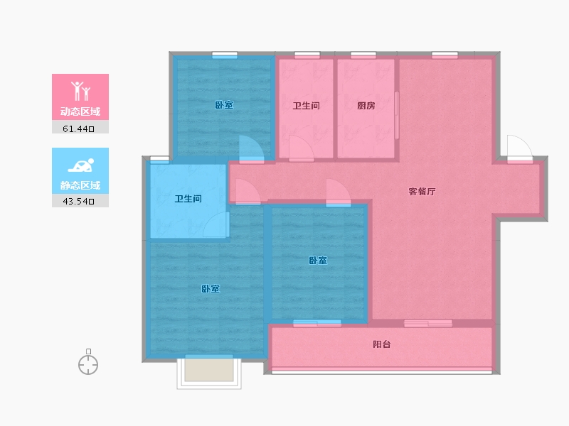 陕西省-西安市-绿地新里城-93.76-户型库-动静分区