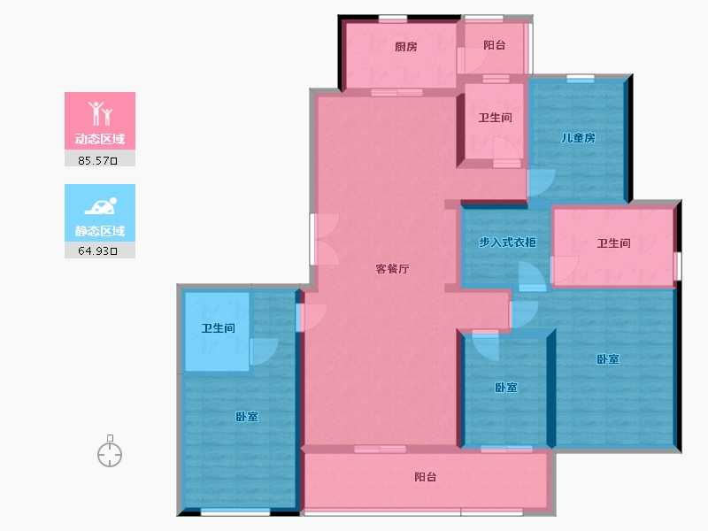 陕西省-西安市-沣水云岭-134.22-户型库-动静分区