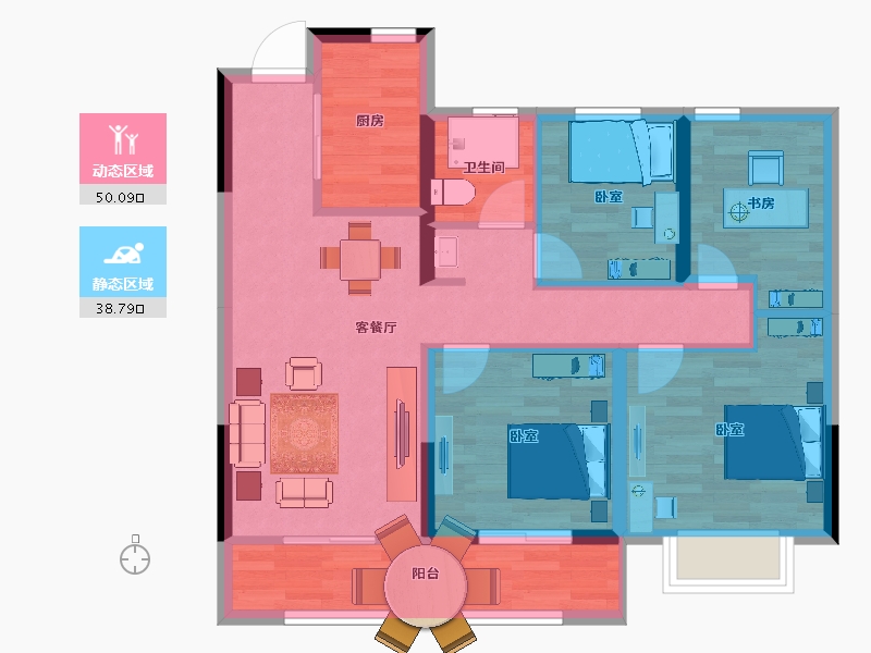 江苏省-南京市-奥园金基天著尚居-79.00-户型库-动静分区