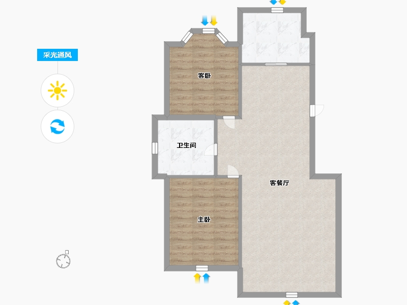 辽宁省-辽阳市-辽阳泛美华庭-76.84-户型库-采光通风