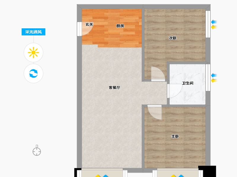 陕西省-西安市-合景汇峰-53.95-户型库-采光通风