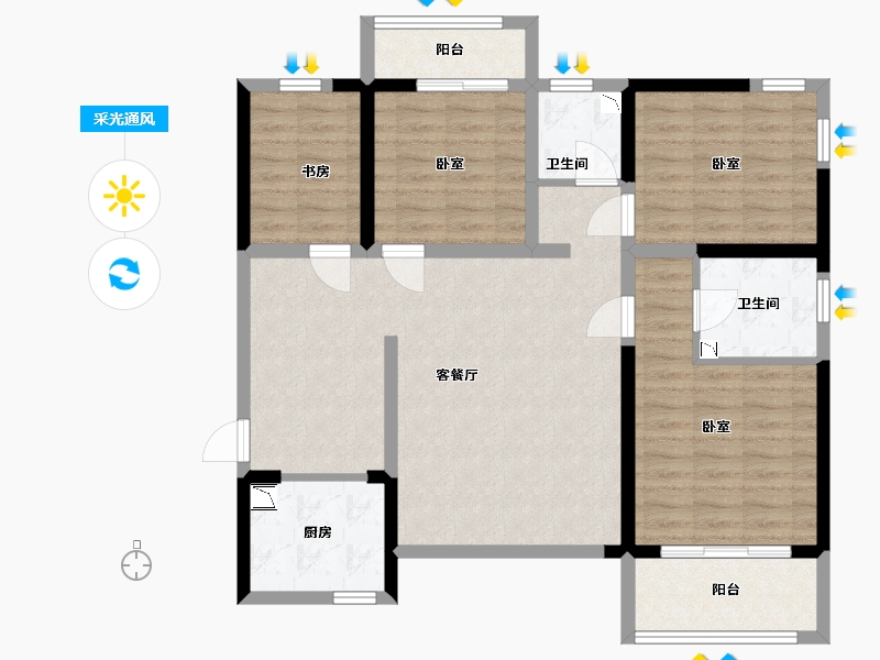 陕西省-西安市-太乙城时光里-100.00-户型库-采光通风