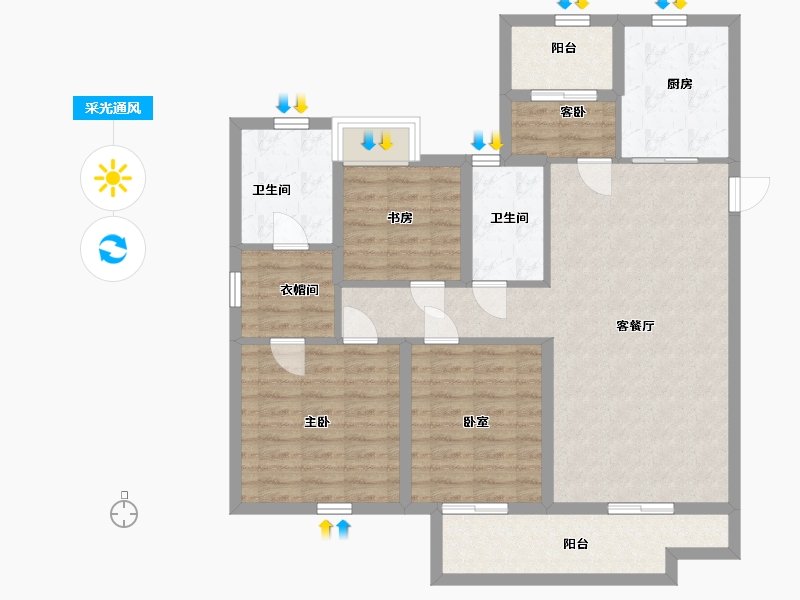 江苏省-无锡市-洛城紫园-101.00-户型库-采光通风