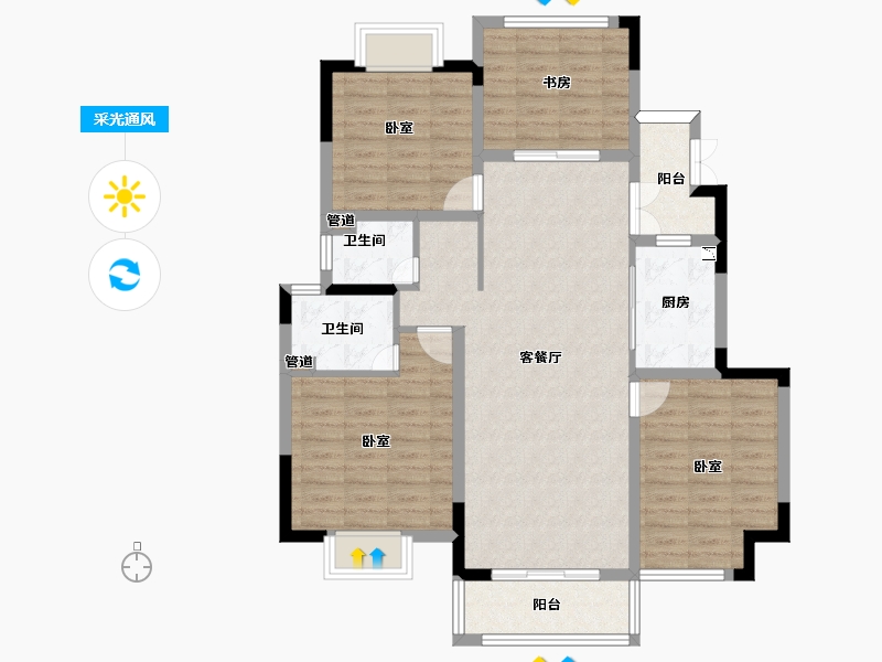 江苏省-无锡市-保集蓝郡-102.00-户型库-采光通风