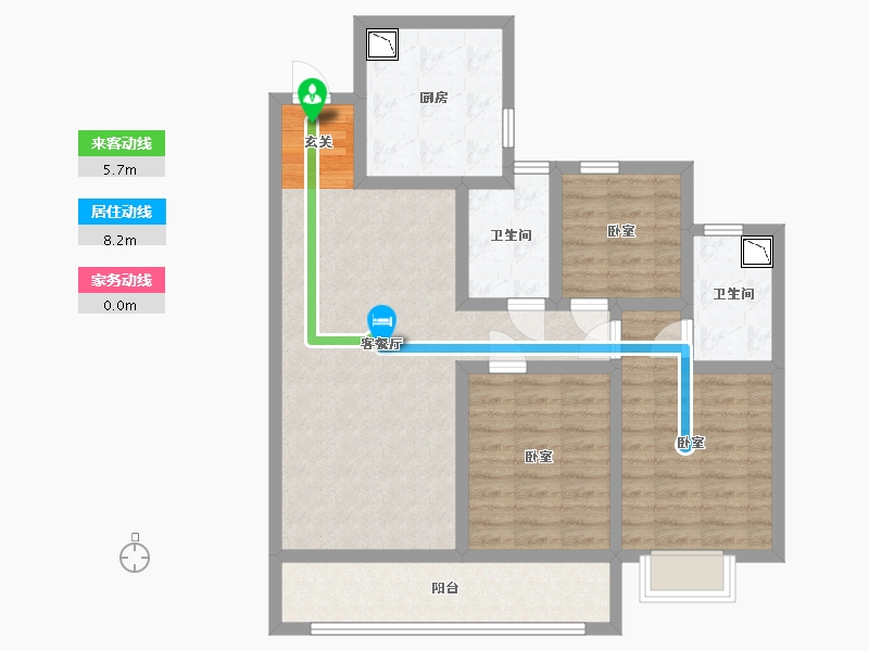 陕西省-咸阳市-融创御河宸院-88.34-户型库-动静线