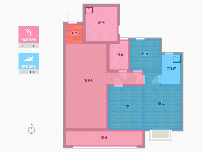 陕西省-咸阳市-融创御河宸院-88.34-户型库-动静分区