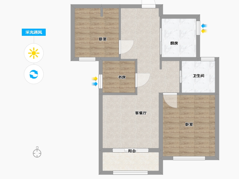 江苏省-无锡市-华府庄园白金府邸-70.01-户型库-采光通风