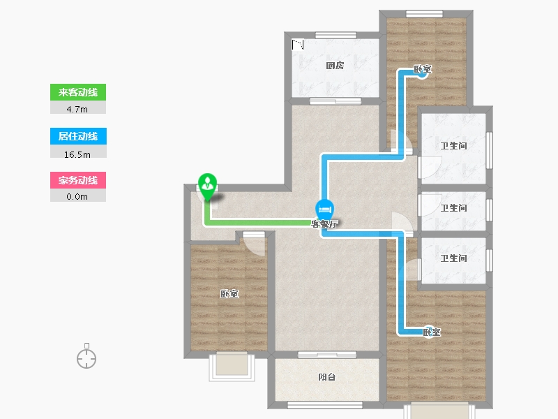 陕西省-西安市-拉克雷公馆-104.95-户型库-动静线