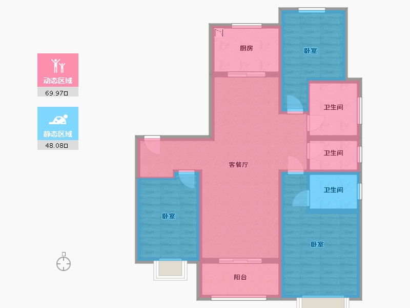 陕西省-西安市-拉克雷公馆-104.95-户型库-动静分区