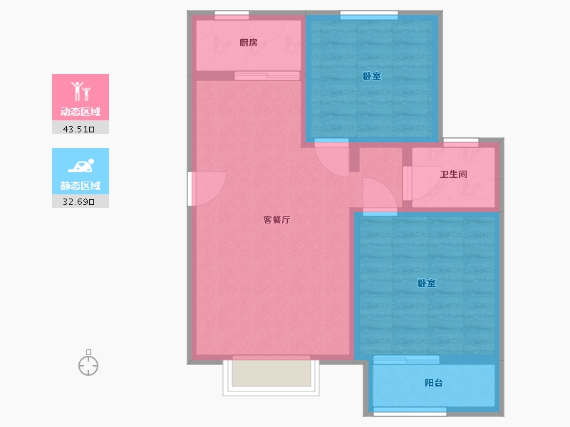 河北省-唐山市-和泓阳光北岸-68.01-户型库-动静分区