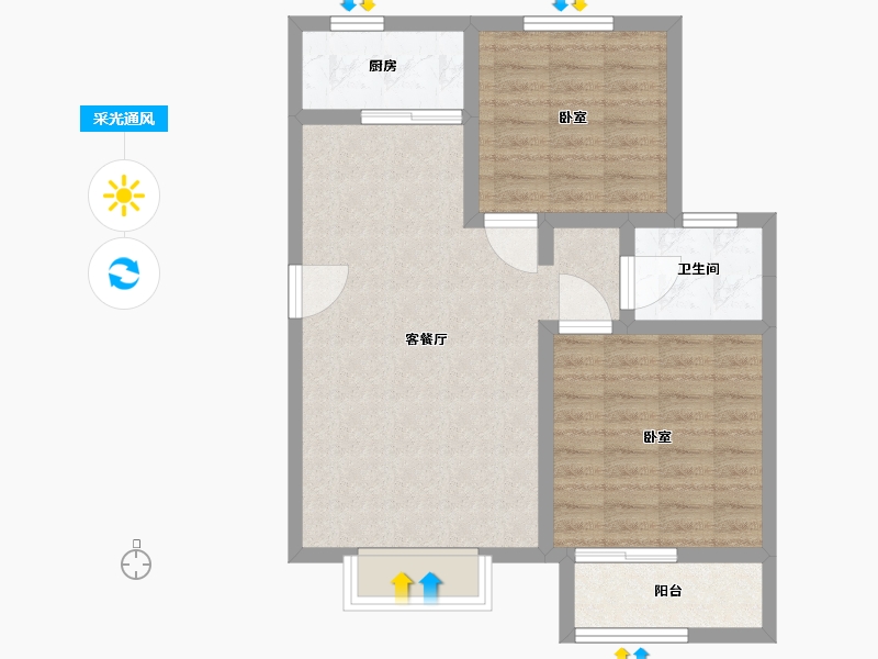 河北省-唐山市-和泓阳光北岸-68.01-户型库-采光通风