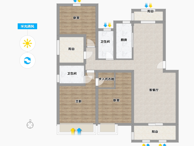 江苏省-无锡市-金洋奥澜-104.00-户型库-采光通风