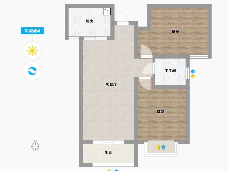 陕西省-西安市-拉克雷公馆-63.09-户型库-采光通风