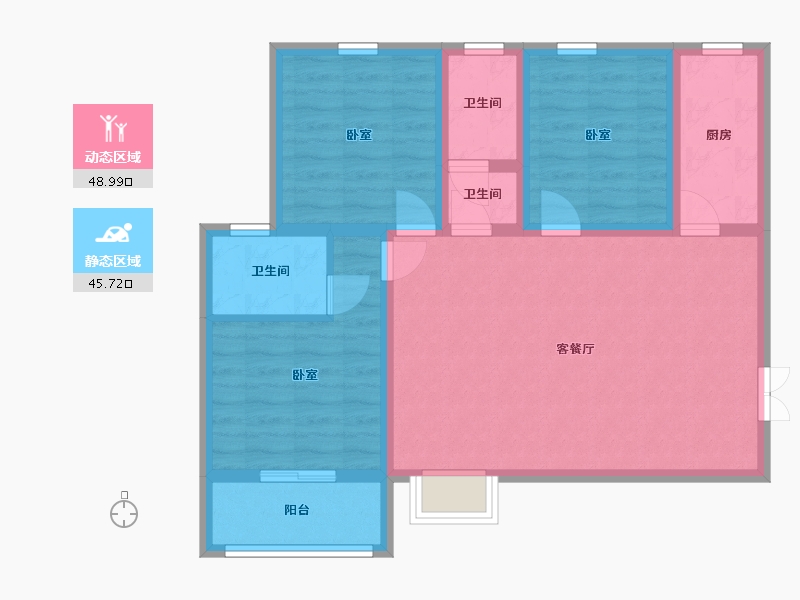 陕西省-咸阳市-京基一品二期-84.15-户型库-动静分区