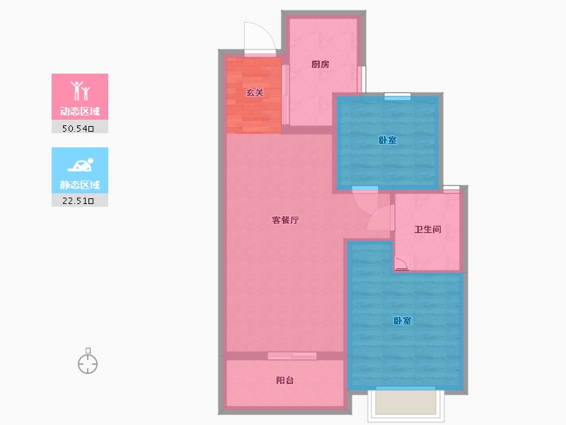 陕西省-咸阳市-融创御河宸院-64.66-户型库-动静分区