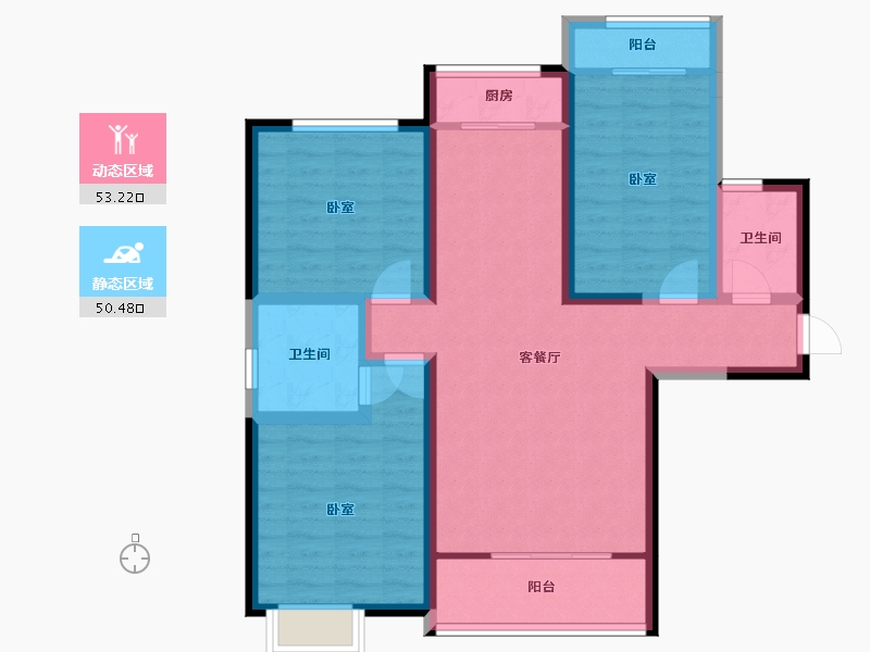 陕西省-咸阳市-伟权公园府邸-91.92-户型库-动静分区