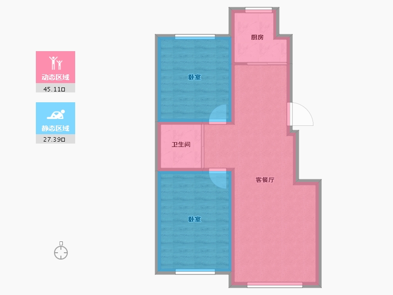 吉林省-四平市-公主岭德承·东方美居-64.99-户型库-动静分区