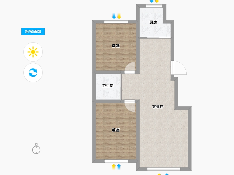 吉林省-四平市-公主岭德承·东方美居-64.99-户型库-采光通风