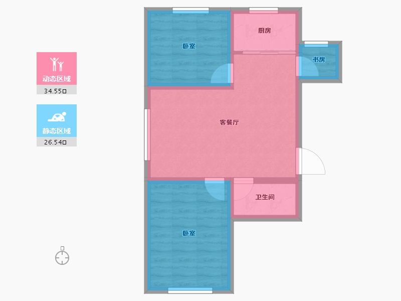 吉林省-四平市-公主岭德承·东方美居-54.24-户型库-动静分区