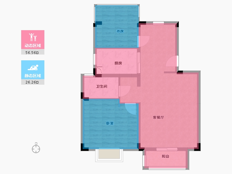 江苏省-无锡市-金洋奥澜-74.58-户型库-动静分区