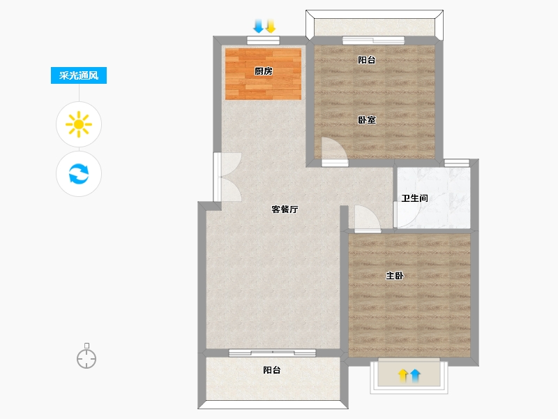 陕西省-渭南市-世丰城-72.68-户型库-采光通风