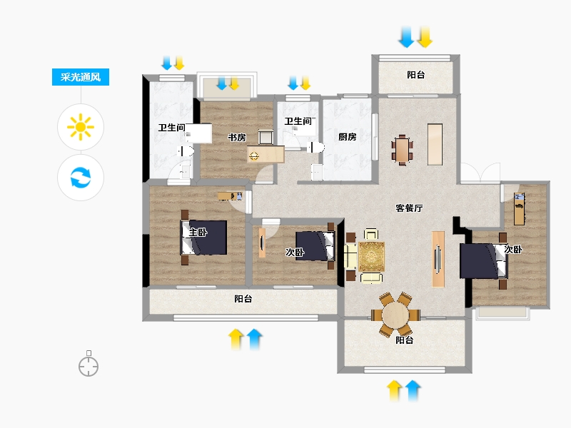 江苏省-南京市-新保弘领东苑-115.54-户型库-采光通风