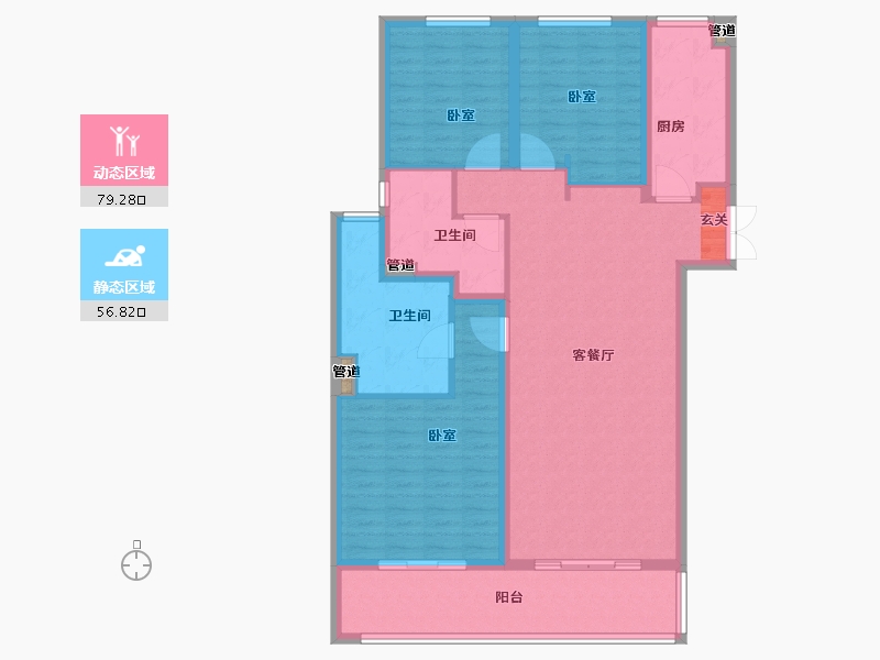 江苏省-南京市-世茂璀璨滨江-124.00-户型库-动静分区