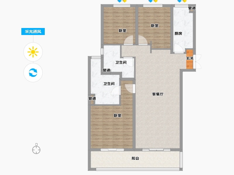 江苏省-南京市-世茂璀璨滨江-124.00-户型库-采光通风